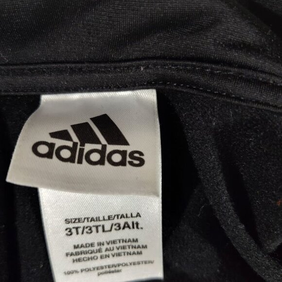 Adidas Boys Black Tonal Stripe Zip Up Logo Track Jacket With Pockets Size 3 T - Picture 6 of 7